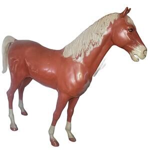 13" Vintage Marx Toy Model Horse with Wheels in His Feet ~Painted Mane & Tail